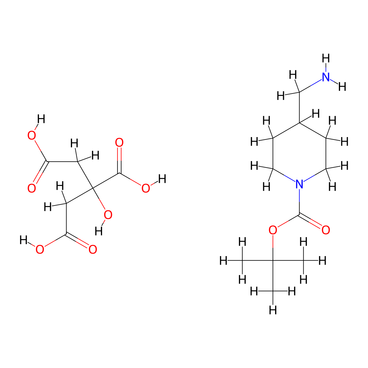 Tert-butyl 4-(aminomethyl)piperidine-1-carboxylate;2-hydroxypropane-1,2,3-tricarboxylic acid molecular structure, CAS 2368870-32-8