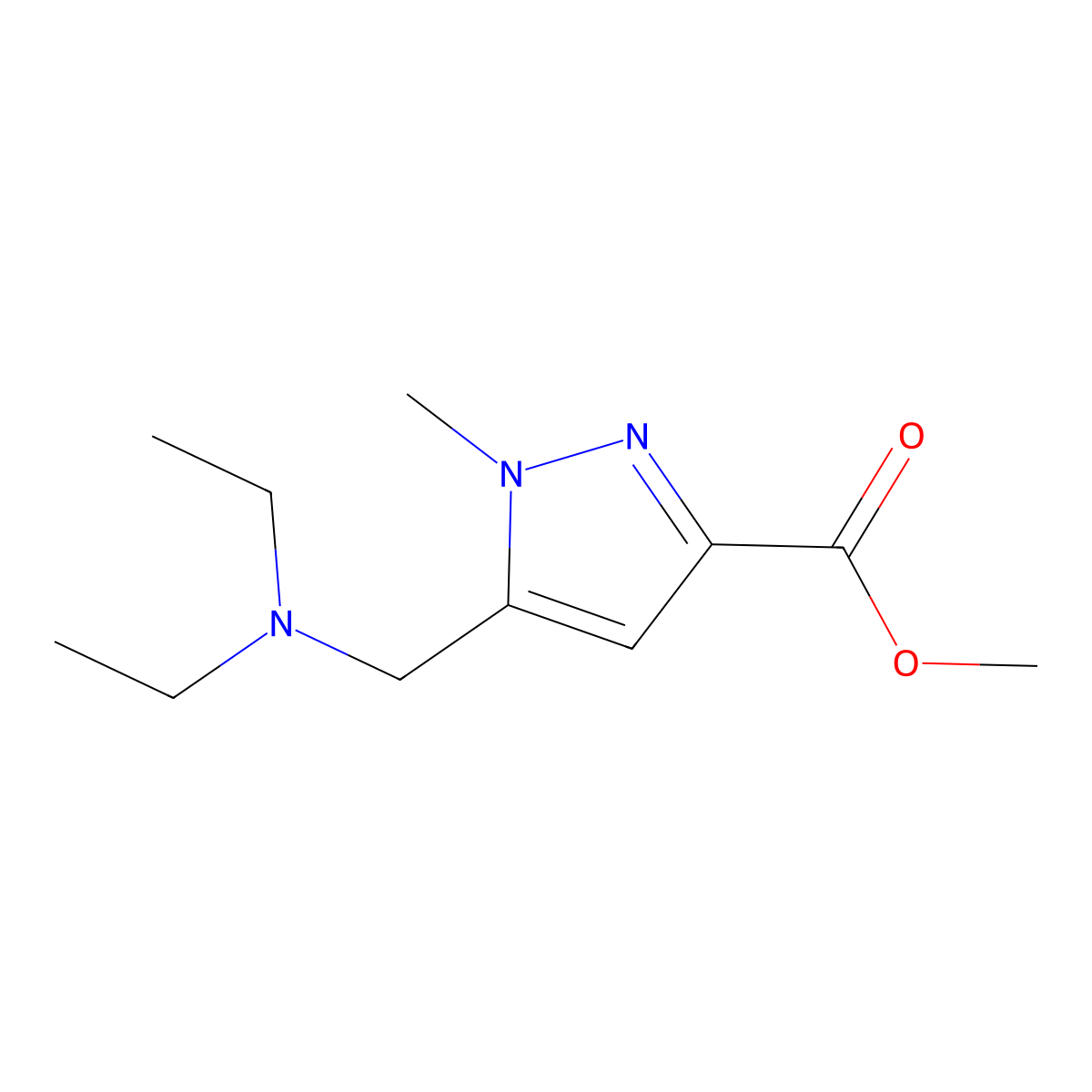 5-Diethylaminomethyl-1-methyl-1H-pyrazole-3-carboxylic acid methyl ester molecular structure, CAS 2368870-70-4