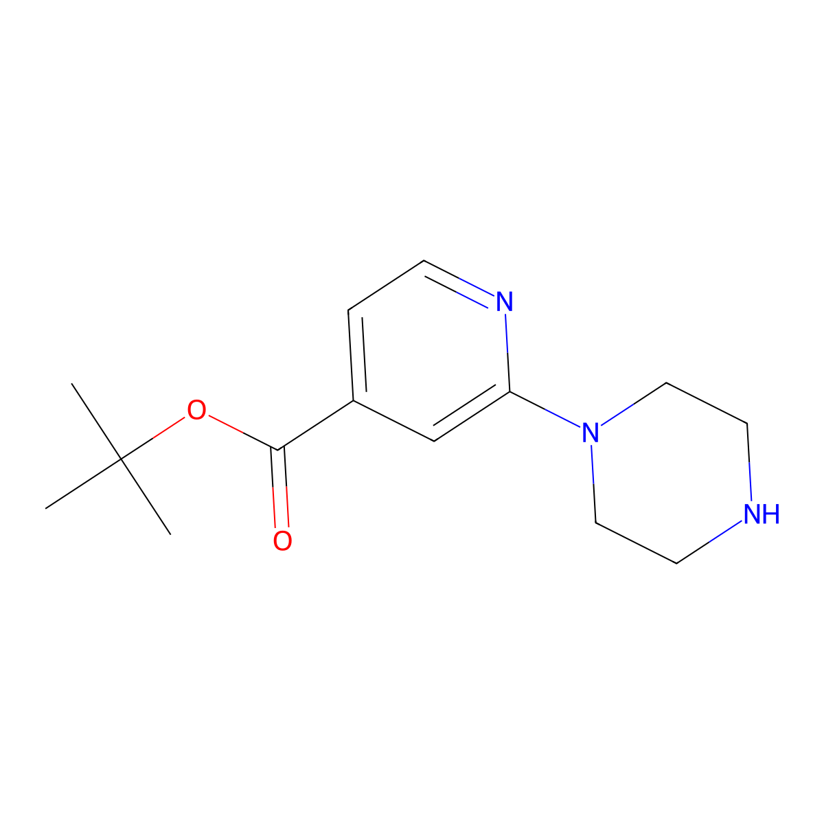 2-Piperazin-1-yl-isonicotinic acid tert-butyl ester molecular structure, CAS 2368871-33-2