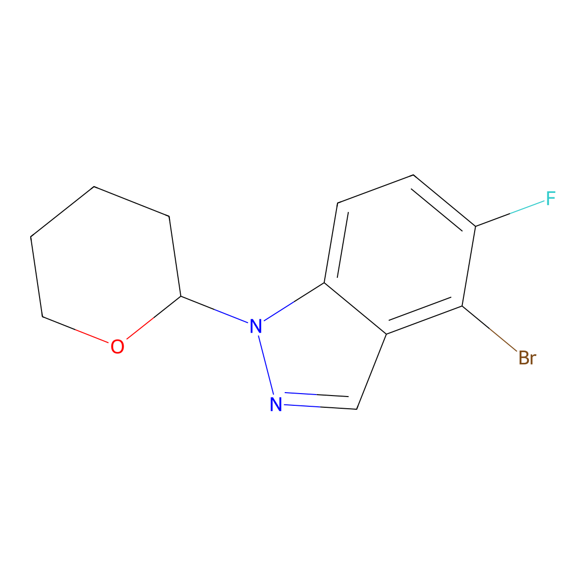 4-Bromo-5-fluoro-1-tetrahydropyran-2-YL-indazole molecular structure, CAS 2368909-38-8