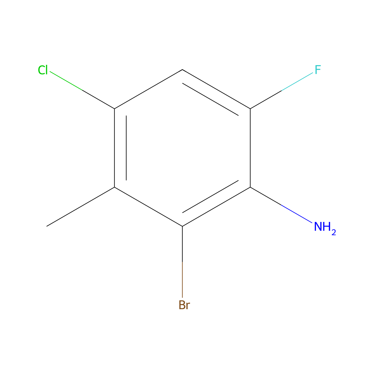 2-Bromo-4-chloro-6-fluoro-3-methylaniline molecular structure, CAS 2368909-46-8