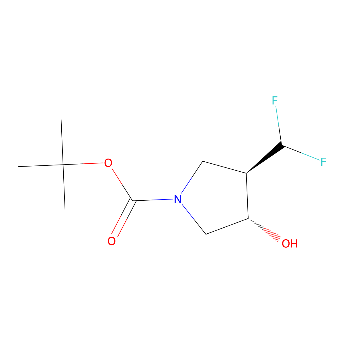 Tert-butyl trans-3-(difluoromethyl)-4-hydroxy-pyrrolidine-1-carboxylate molecular structure, CAS 2368911-11-7