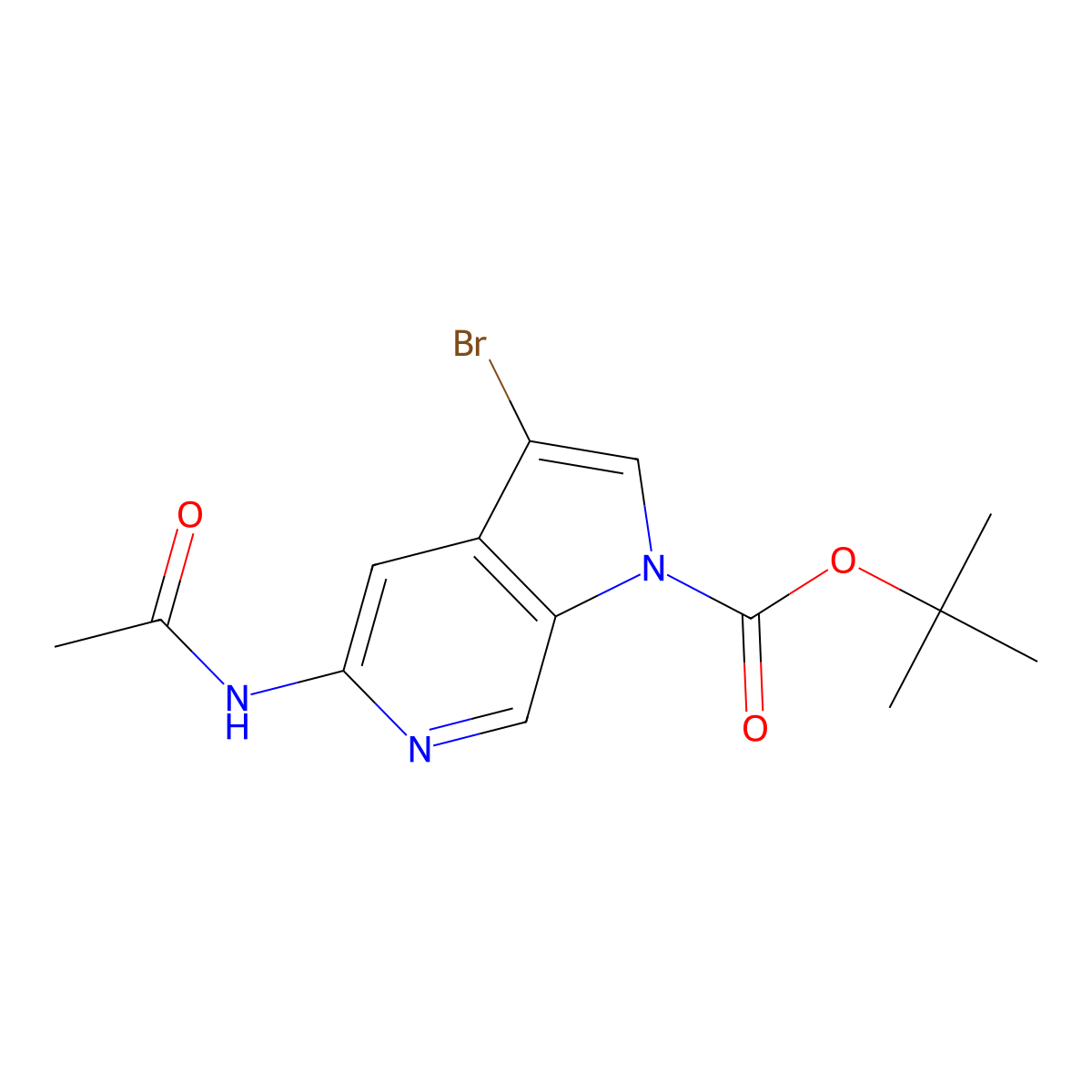 Tert-butyl 5-acetamido-3-bromo-pyrrolo[2,3-c]pyridine-1-carboxylate molecular structure, CAS 2368945-95-1