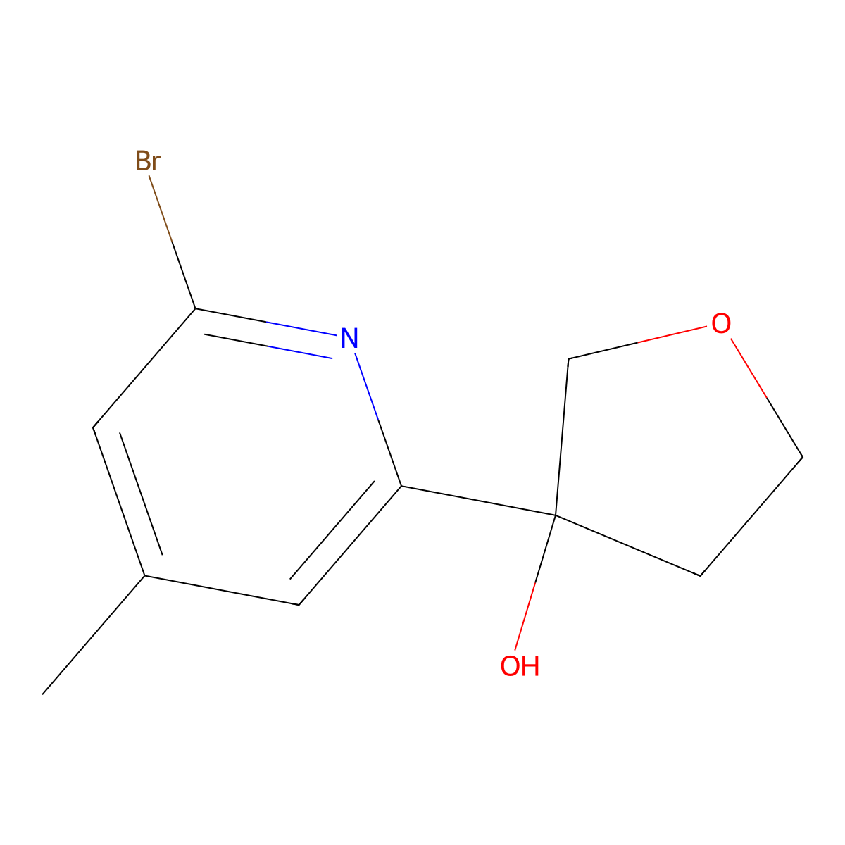 3-(6-Bromo-4-methyl-2-pyridyl)tetrahydrofuran-3-ol molecular structure, CAS 2368946-05-6