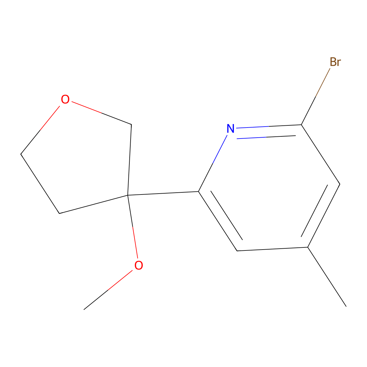 2-Bromo-6-(3-methoxytetrahydrofuran-3-yl)-4-methyl-pyridine molecular structure, CAS 2368946-06-7