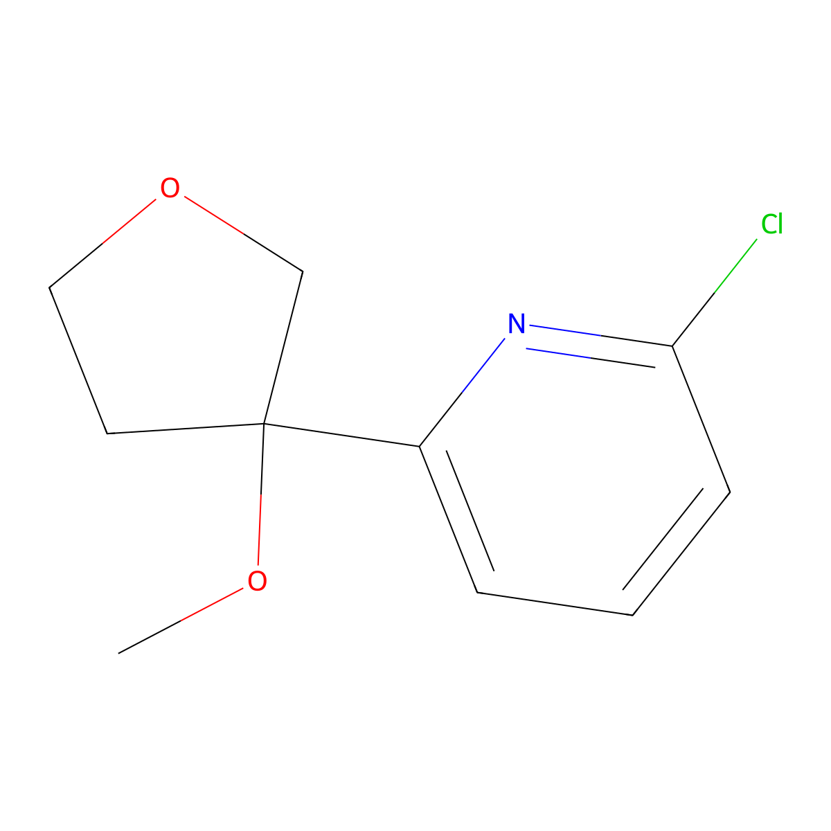 2-Chloro-6-(3-methoxytetrahydrofuran-3-yl)pyridine molecular structure, CAS 2368946-25-0