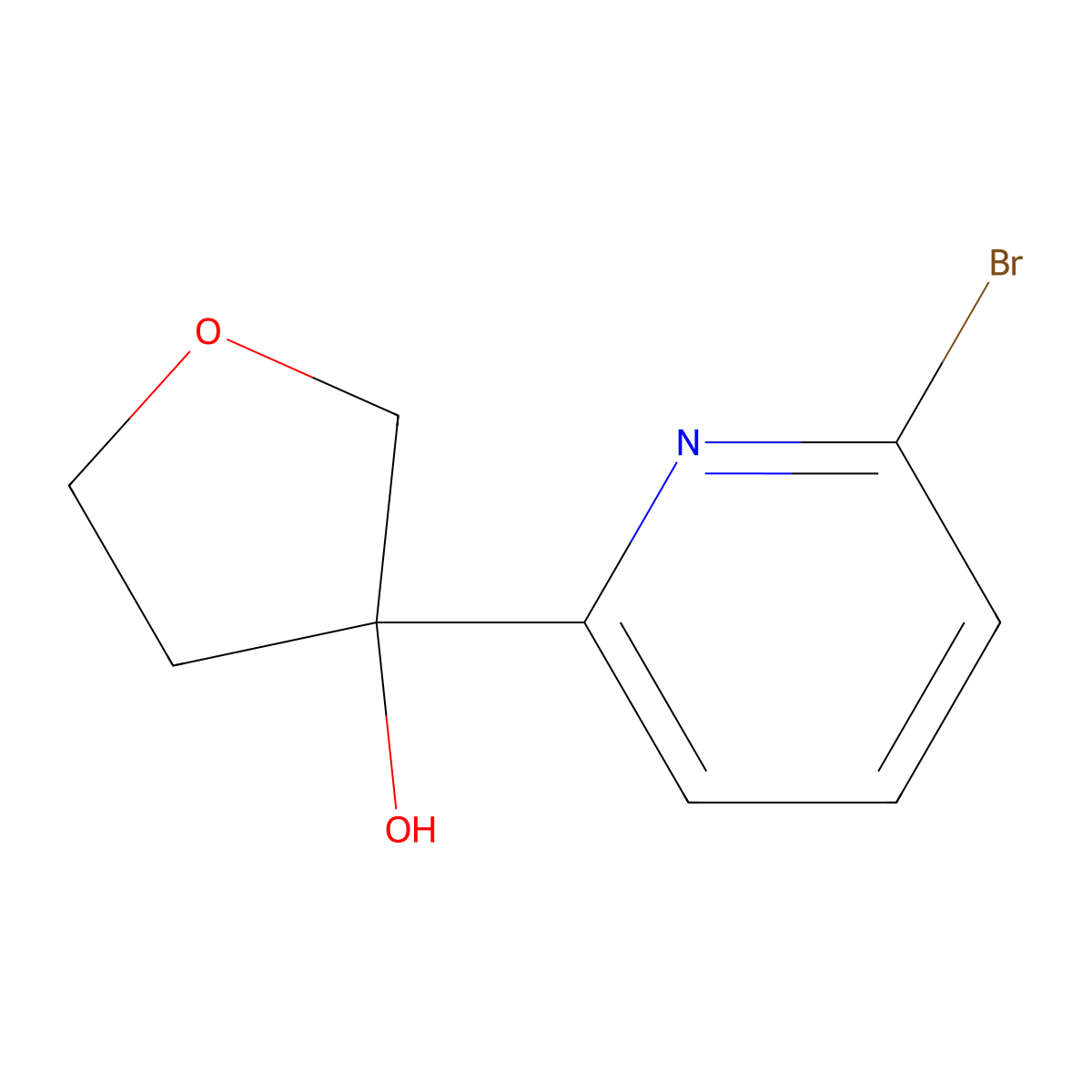 3-(6-Bromo-2-pyridyl)tetrahydrofuran-3-ol molecular structure, CAS 2368946-63-6
