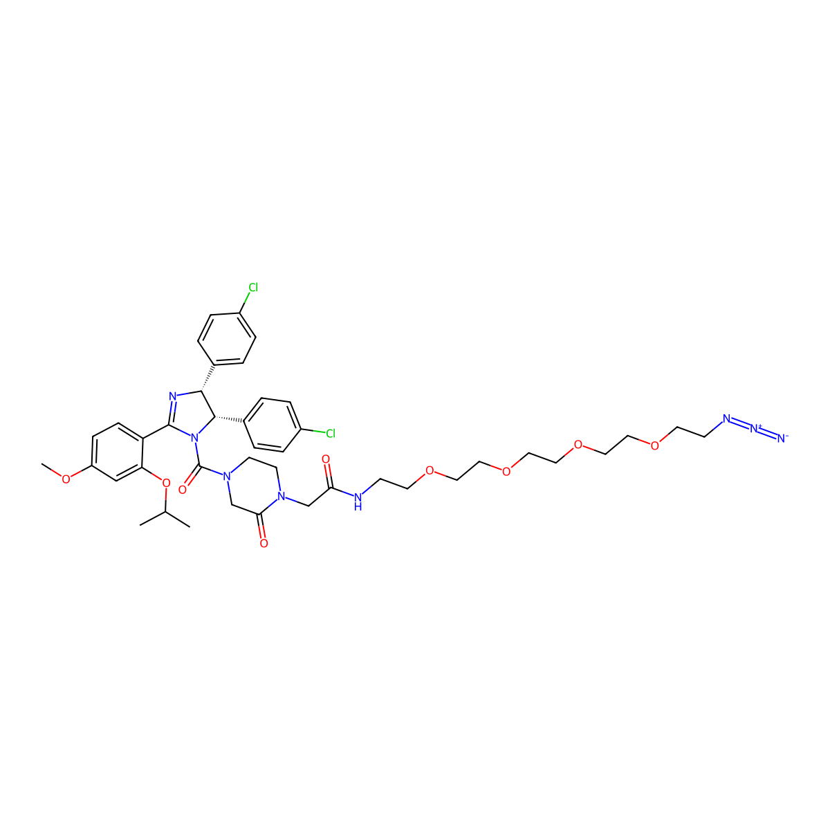 Nutlin-C1-amido-PEG4-C2-N3 molecular structure, CAS 2369022-70-6