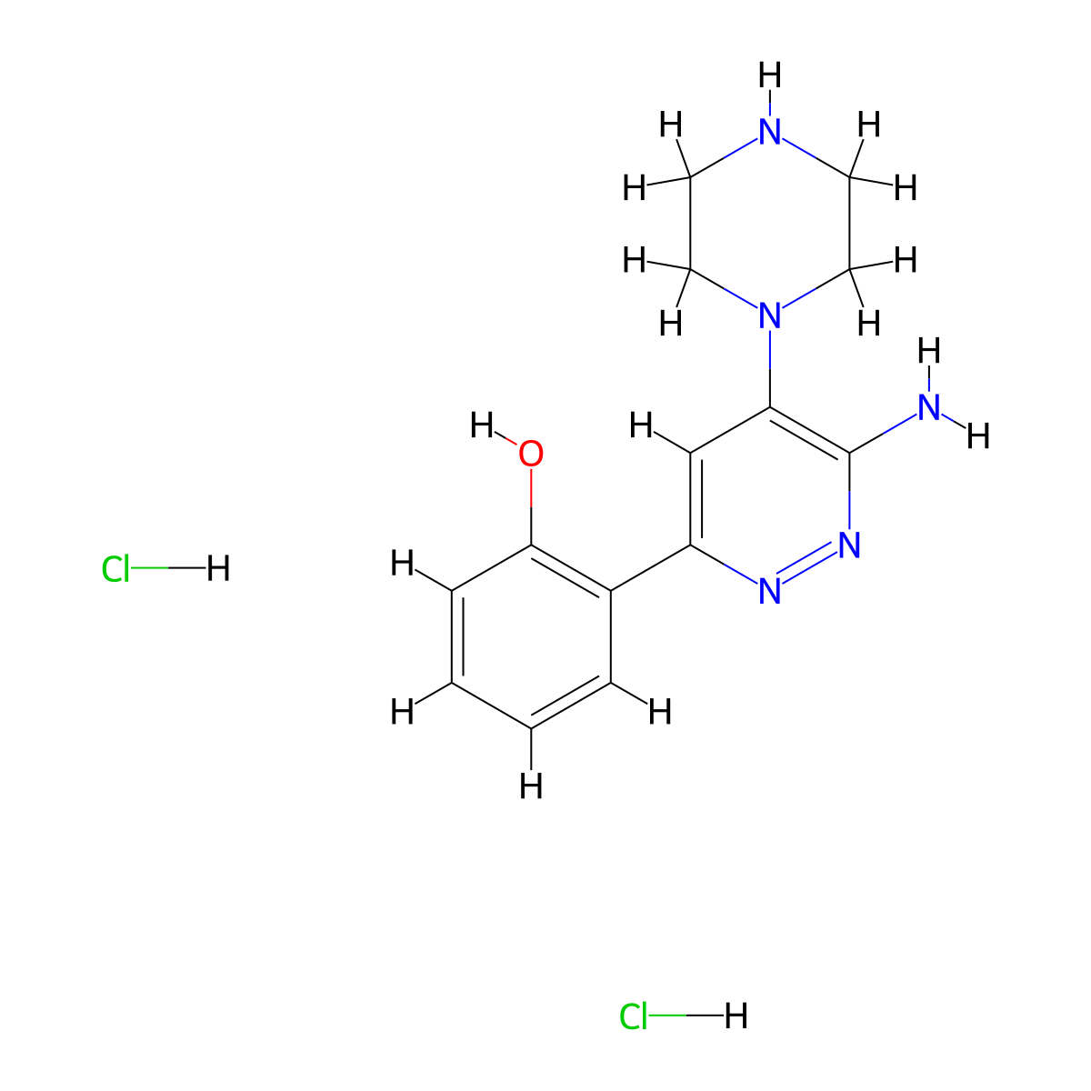 2-[6-Amino-5-(piperazin-1-yl)pyridazin-3-yl]phenol dihydrochloride molecular structure, CAS 2369053-68-7