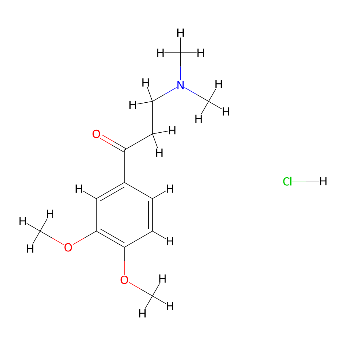 1-Propanone, 1-(3,4-dimethoxyphenyl)-3-(dimethylamino)-, hydrochloride molecular structure, CAS 23694-21-5