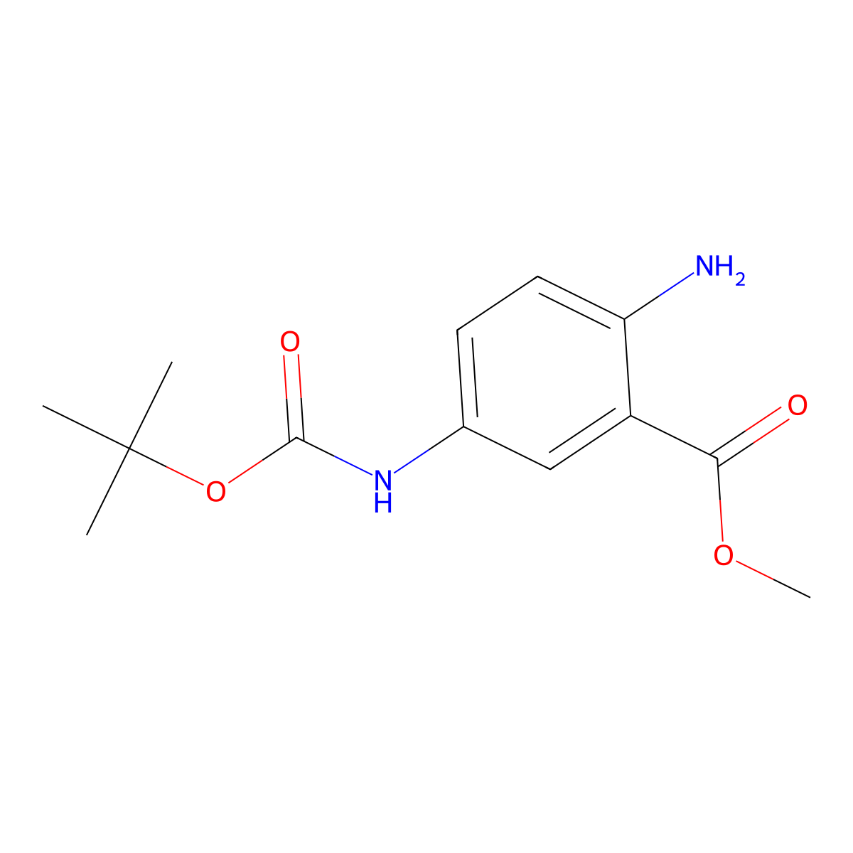 Methyl 2-amino-5-{[(tert-butoxy)carbonyl]amino}benzoate molecular structure, CAS 2369666-35-1