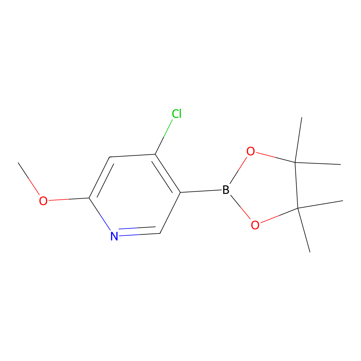 4-Chloro-2-methoxy-5-(4,4,5,5-tetramethyl-1,3,2-dioxaborolan-2-yl)pyridine molecular structure, CAS 2369772-11-0