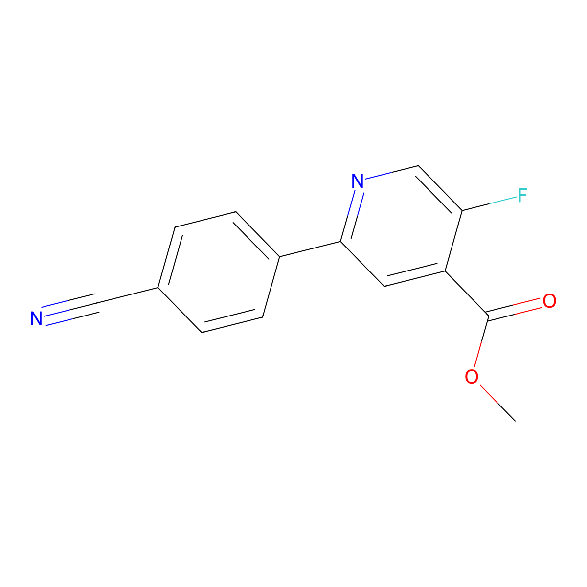 Methyl 2-(4-cyanophenyl)-5-fluoroisonicotinate molecular structure, CAS 2369873-35-6