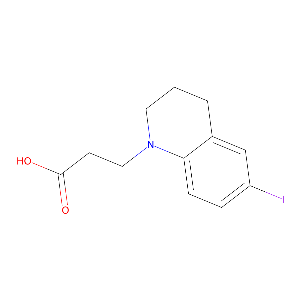 3-(6-Iodo-1,2,3,4-tetrahydroquinolin-1-yl)propanoic acid molecular structure, CAS 2369899-45-4