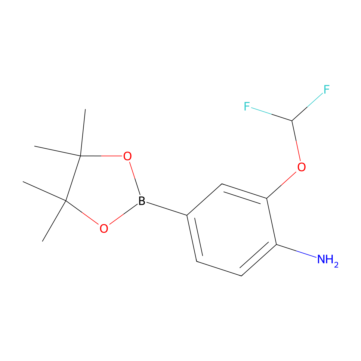 2-(Difluoromethoxy)-4-(4,4,5,5-tetramethyl-1,3,2-dioxaborolan-2-YL)aniline molecular structure, CAS 2370026-60-9