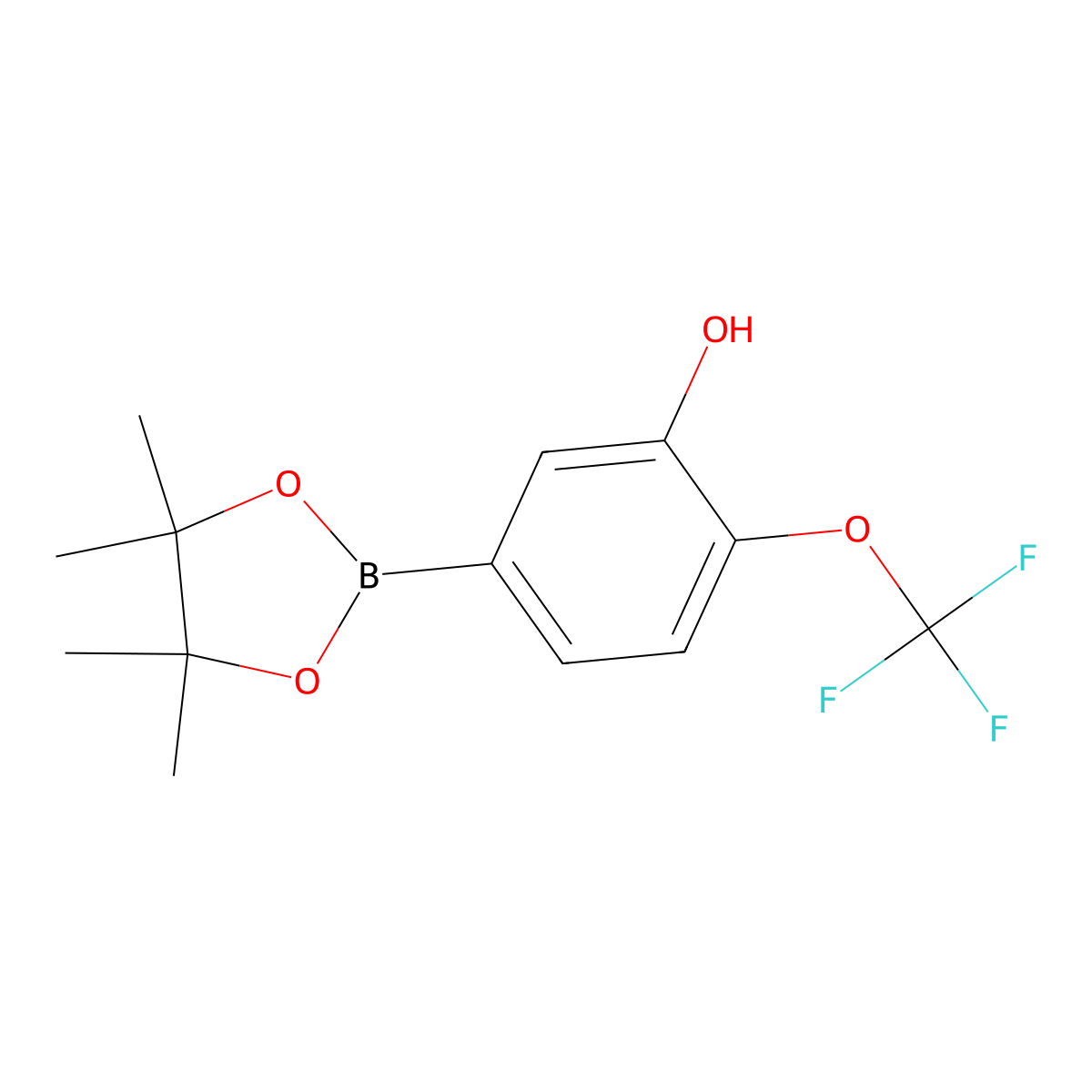5-(4,4,5,5-Tetramethyl-1,3,2-dioxaborolan-2-YL)-2-(trifluoromethoxy)phenol molecular structure, CAS 2370026-71-2