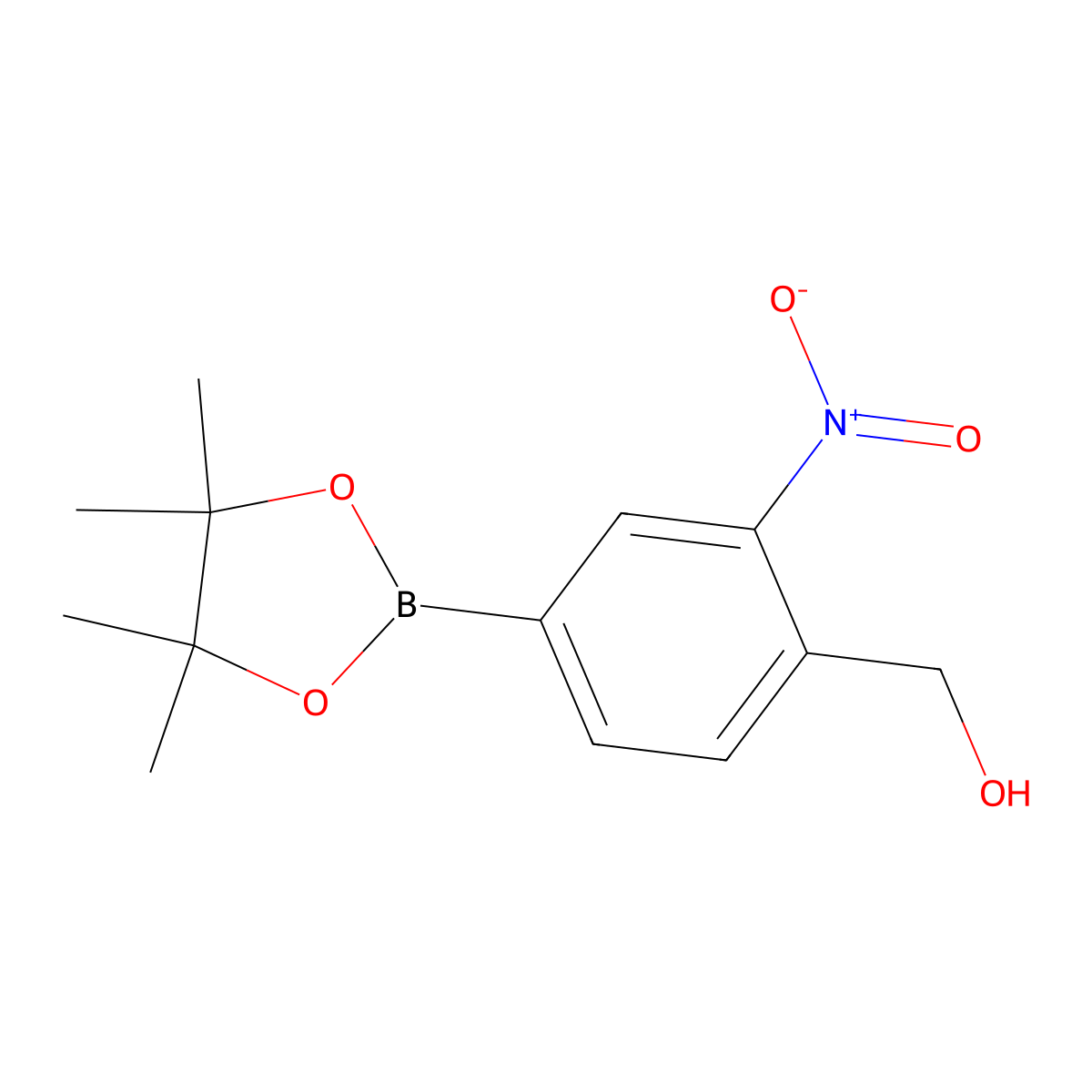 [2-Nitro-4-(4,4,5,5-tetramethyl-1,3,2-dioxaborolan-2-yl)phenyl]methanol molecular structure, CAS 2370026-79-0