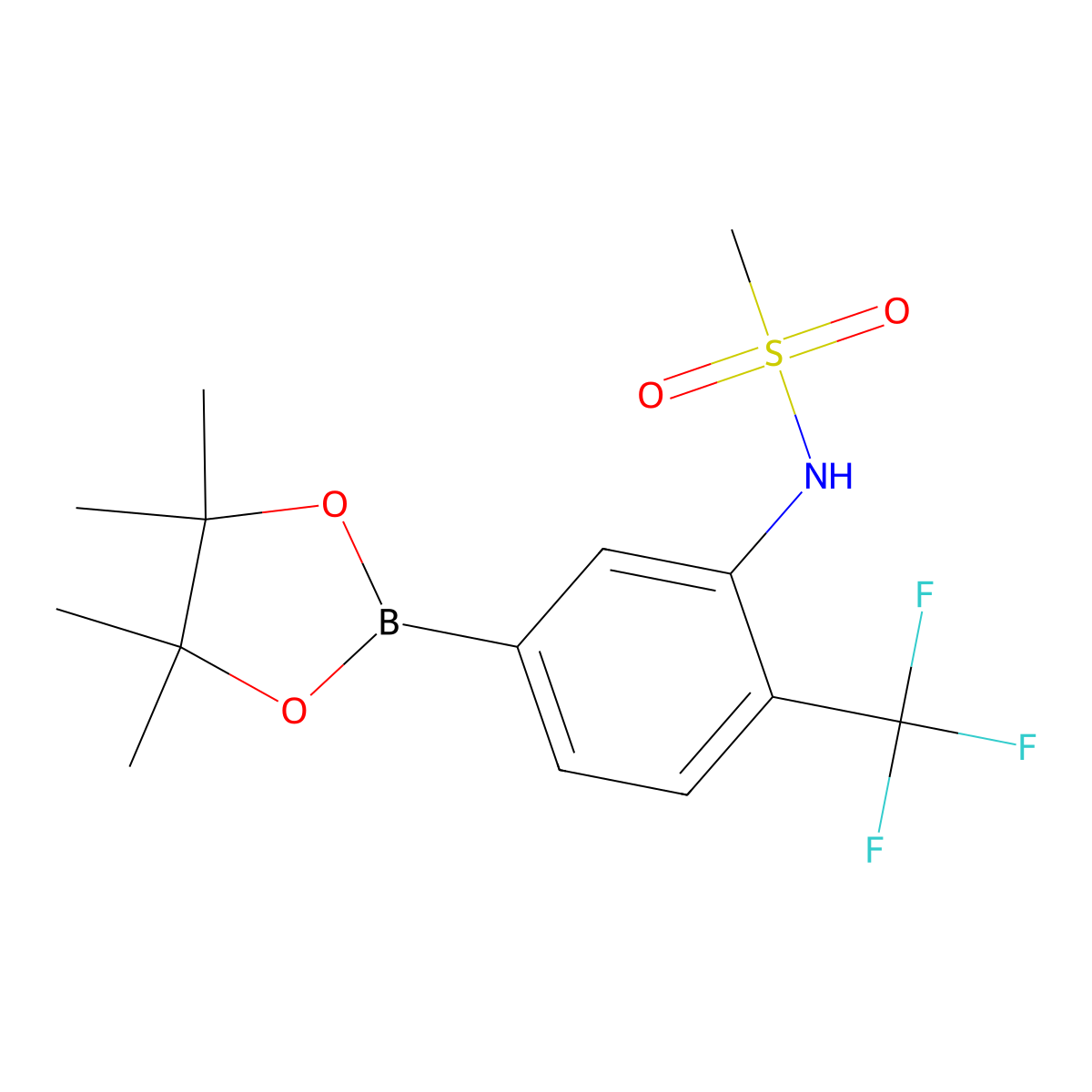 N-[5-(4,4,5,5-tetramethyl-1,3,2-dioxaborolan-2-yl)-2-(trifluoromethyl)phenyl]methanesulfonamide molecular structure, CAS 2370027-02-2