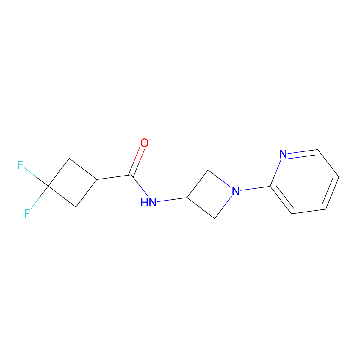 3,3-difluoro-N-[1-(pyridin-2-yl)azetidin-3-yl]cyclobutane-1-carboxamide molecular structure, CAS 2370196-07-7