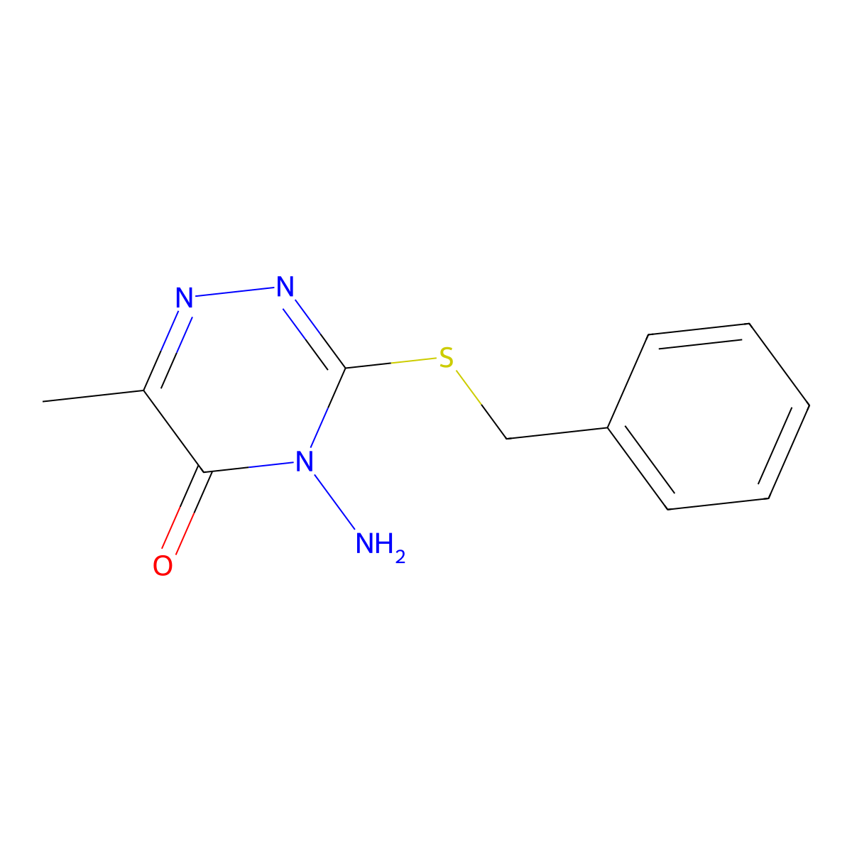 4-Amino-3-benzylsulfanyl-6-methyl-1,2,4-triazin-5-one molecular structure, CAS 23702-91-2