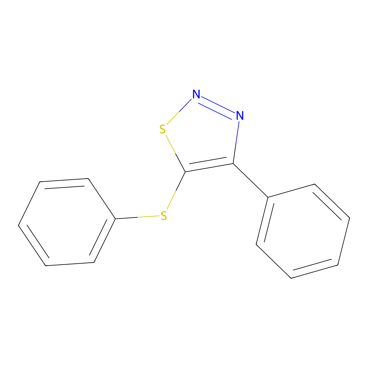 Phenyl 4-phenyl-1,2,3-thiadiazol-5-yl sulfide molecular structure, CAS 237058-61-6