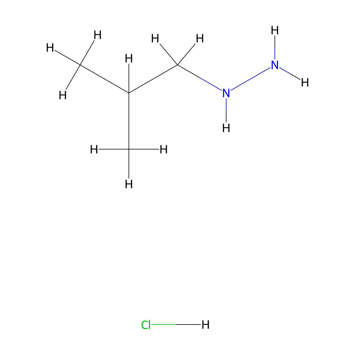 Isobutylhydrazine hydrochloride molecular structure, CAS 237064-47-0