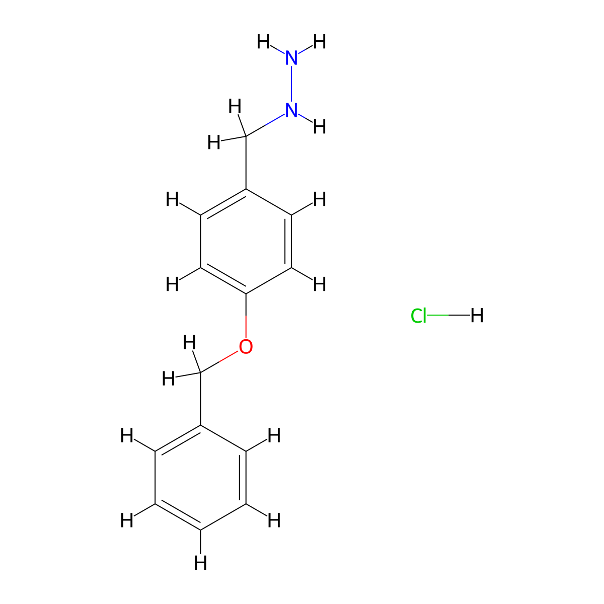 Hydrazine, [[4-(phenylmethoxy)phenyl]methyl]-, hydrochloride molecular structure, CAS 237064-54-9