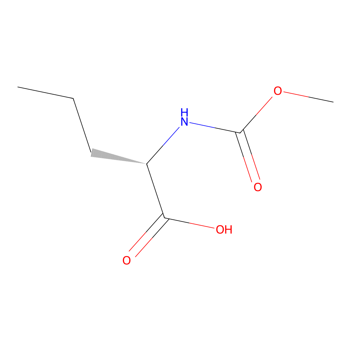 (S)-2-((Methoxycarbonyl)amino)pentanoic acid molecular structure, CAS 237076-57-2