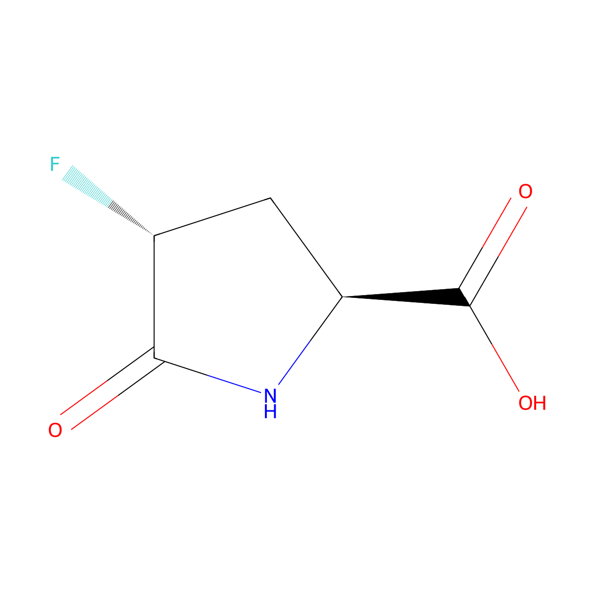 (2S,4R)-4-fluoro-5-oxopyrrolidine-2-carboxylic acid molecular structure, CAS 237076-75-4