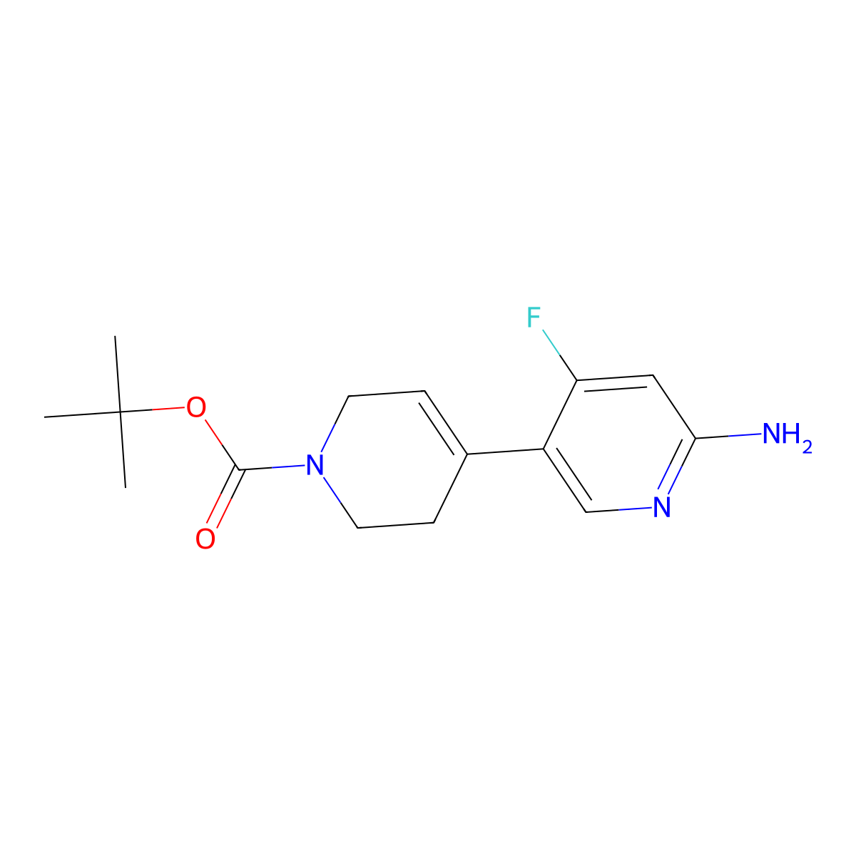 tert-butyl 6-amino-4-fluoro-3',6'-dihydro-[3,4'-bipyridine]-1'(2'H)-carboxylate molecular structure, CAS 2370913-49-6