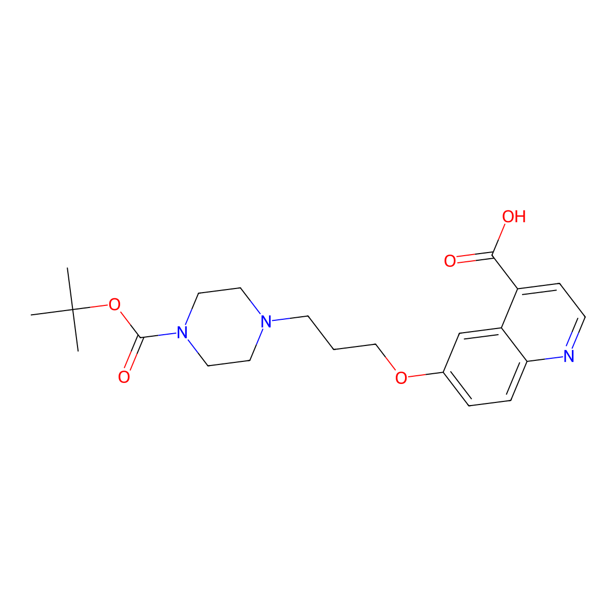 6-(3-(4-(tert-Butoxycarbonyl)piperazin-1-yl)propoxy)quinoline-4-carboxylic acid molecular structure, CAS 2370952-96-6
