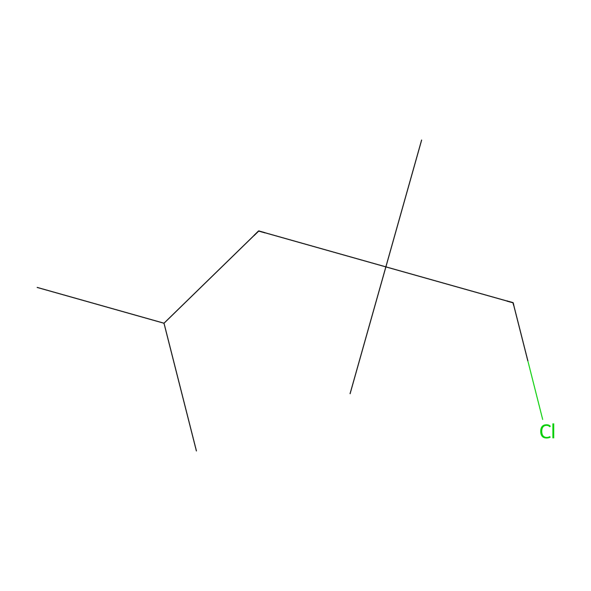 1-Chloro-2,2,4-trimethylpentane molecular structure, CAS 2371-06-4