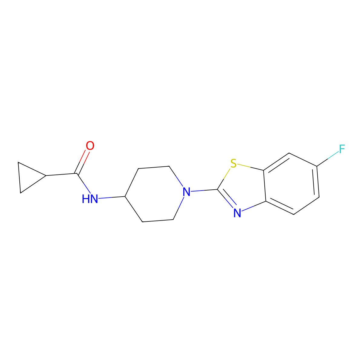 N-[1-(6-fluoro-1,3-benzothiazol-2-yl)piperidin-4-yl]cyclopropanecarboxamide molecular structure, CAS 2371358-10-8