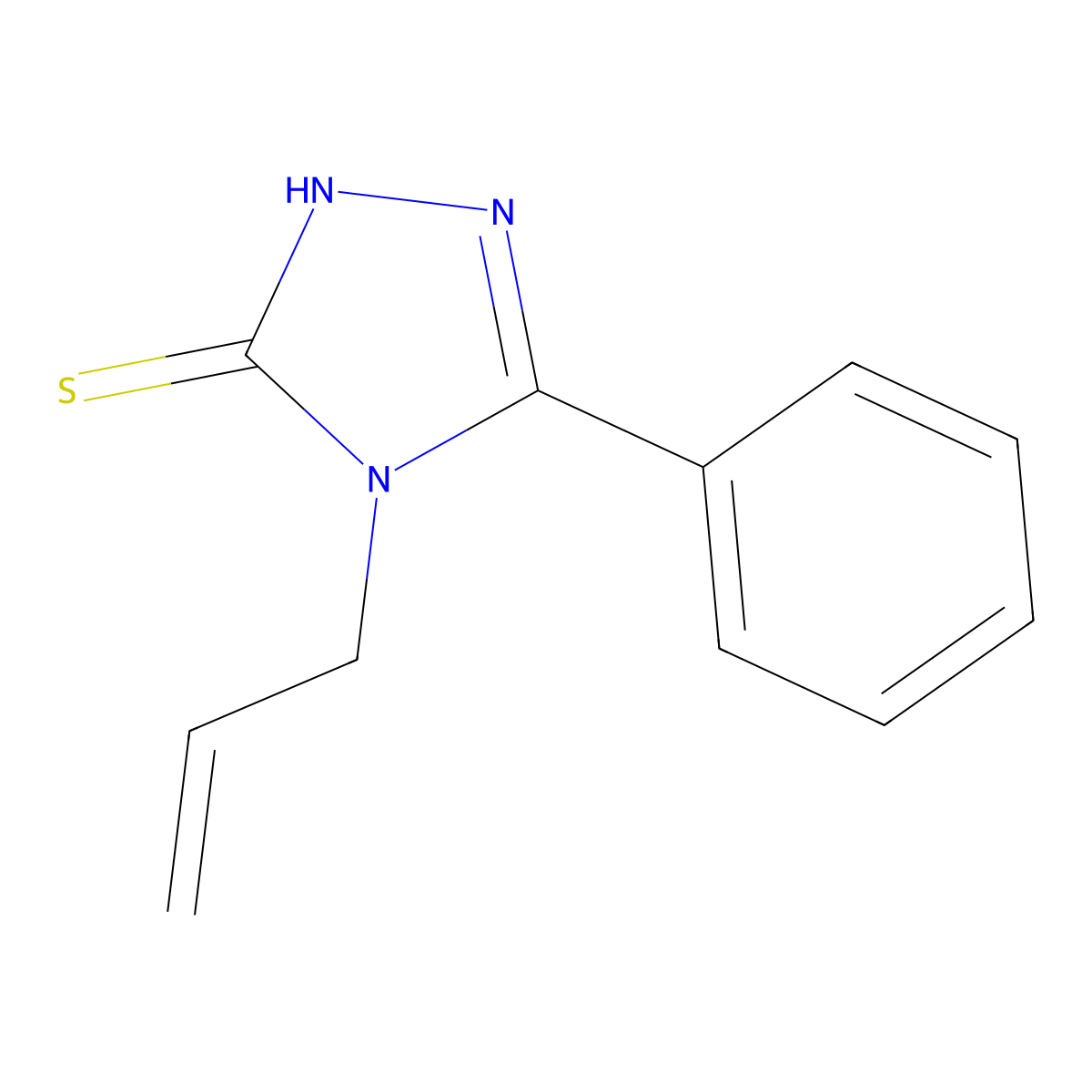 2,4-Dihydro-5-phenyl-4-(2-propen-1-yl)-3H-1,2,4-triazole-3-thione molecular structure, CAS 23714-53-6