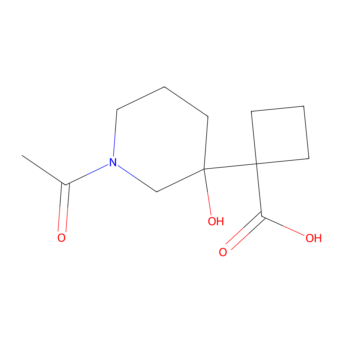 1-(1-Acetyl-3-hydroxypiperidin-3-yl)cyclobutane-1-carboxylic acid molecular structure, CAS 2371543-61-0
