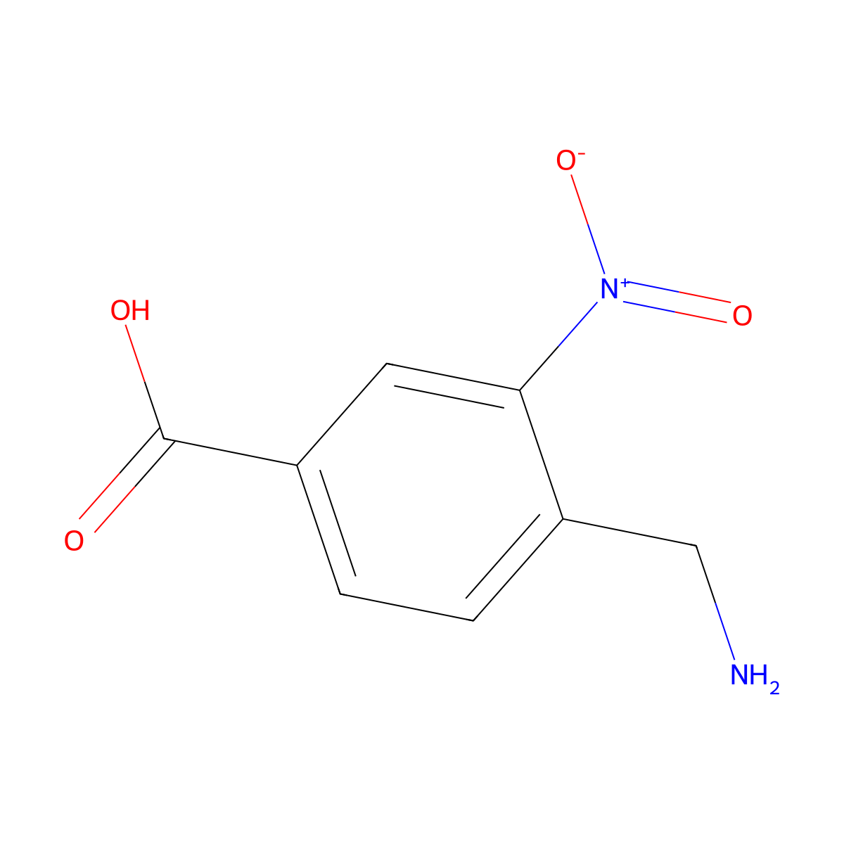 4-(Aminomethyl)-3-nitrobenzoic acid molecular structure, CAS 2372-51-2