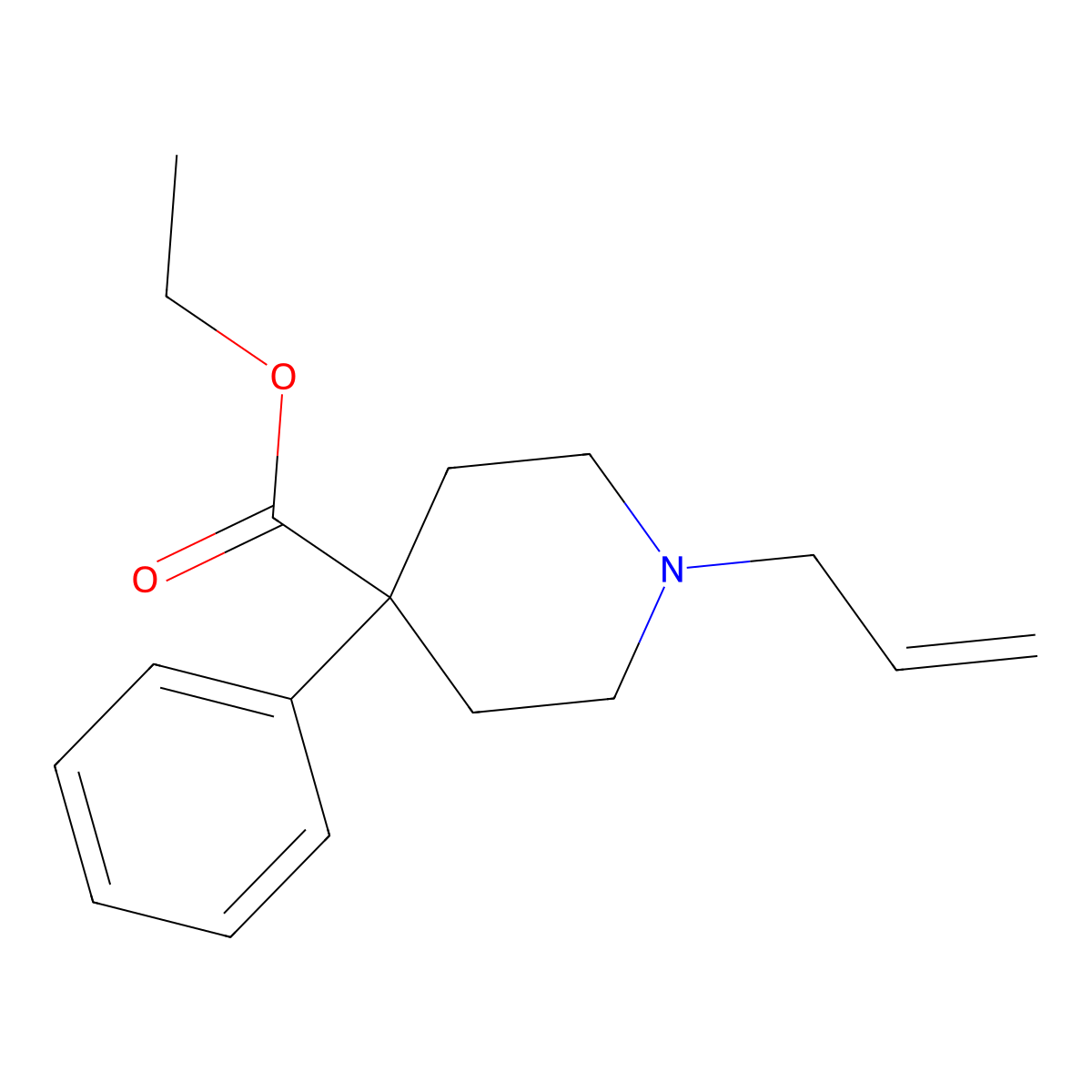 Ethyl 4-phenyl-1-(2-propen-1-yl)-4-piperidinecarboxylate molecular structure, CAS 2372-70-5