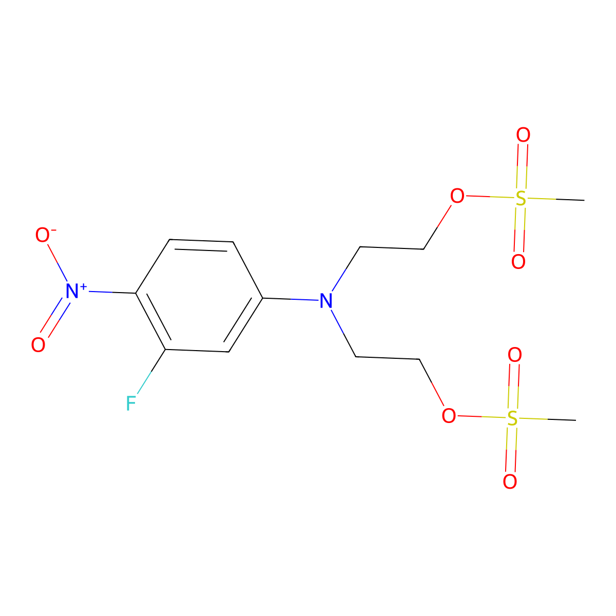 [(3-Fluoro-4-nitrophenyl)imino]diethane-2,1-diyl dimethanesulfonate molecular structure, CAS 23721-20-2