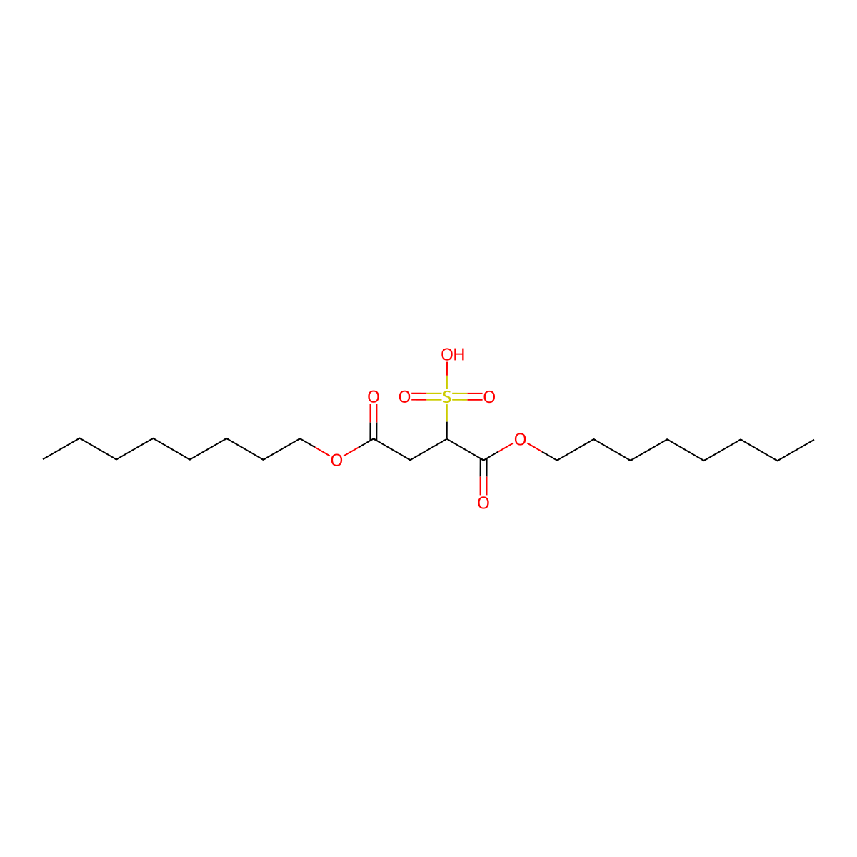 Butanedioic acid, sulfo-, 1,4-dioctyl ester molecular structure, CAS 2373-23-1