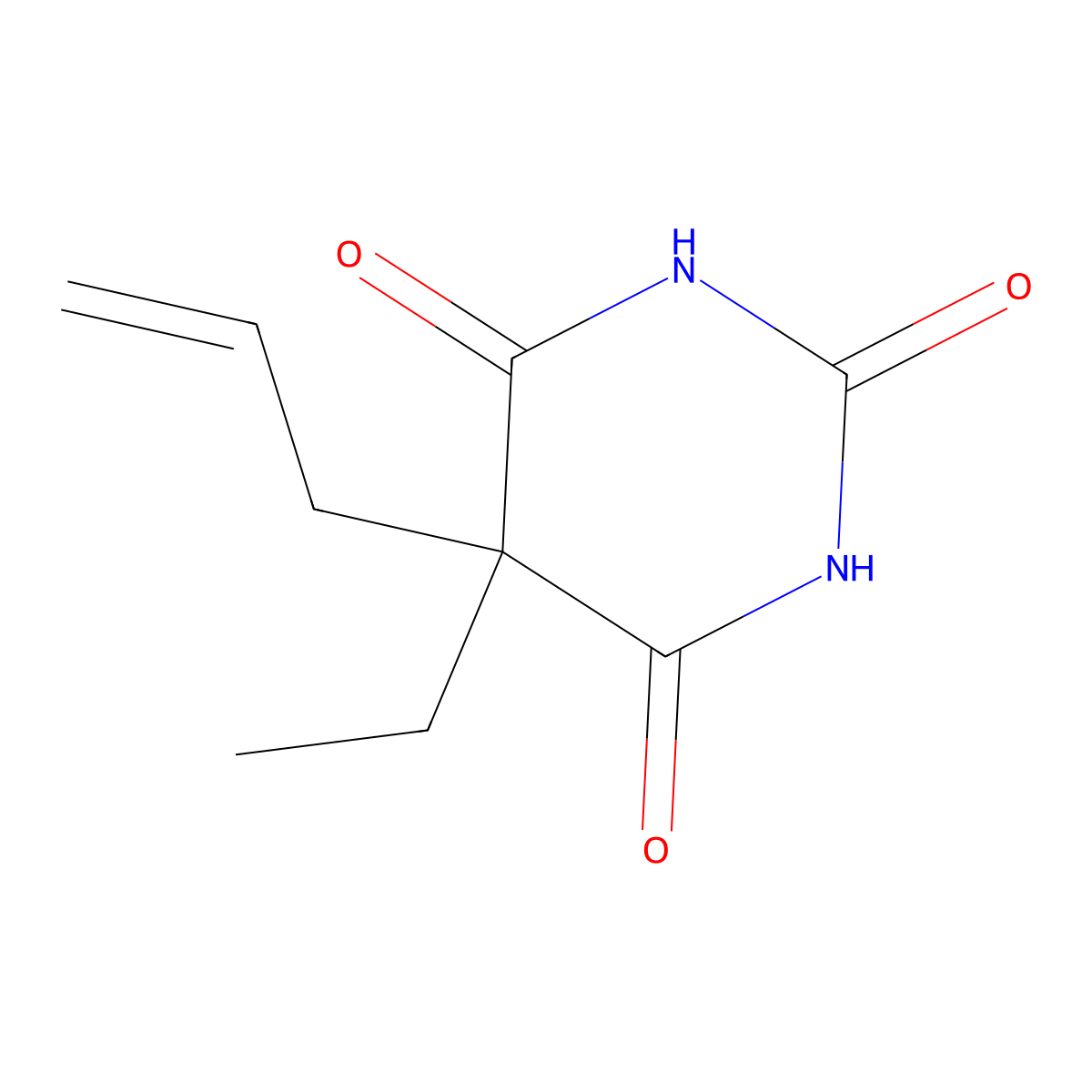 2,4,6(1H,3H,5H)-Pyrimidinetrione, 5-ethyl-5-(2-propenyl)- molecular structure, CAS 2373-84-4
