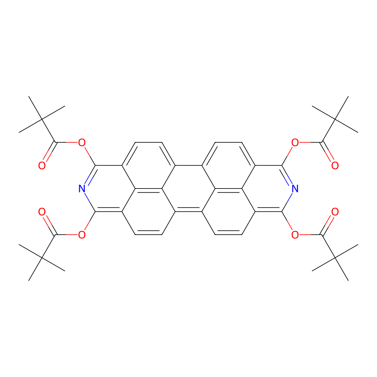 Anthra[2,1,9-def:6,5,10-d'e'f']diisoquinoline-1,3,8,10-tetrayl tetrakis(2,2-dimethylpropanoate) molecular structure, CAS 2373137-54-1