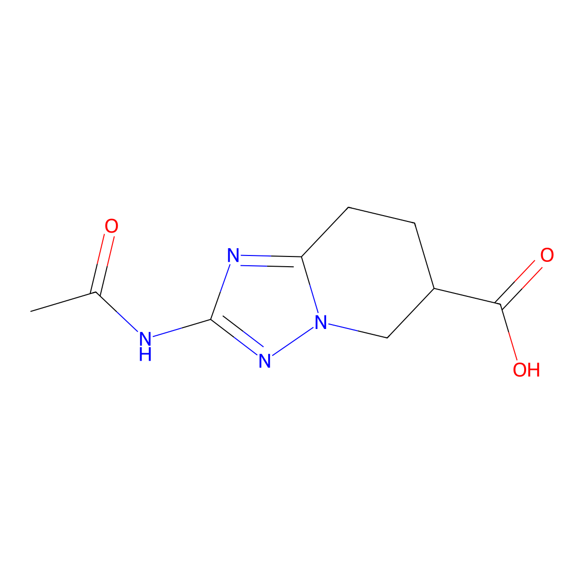 2-acetamido-5H,6H,7H,8H-[1,2,4]triazolo[1,5-a]pyridine-6-carboxylic acid molecular structure, CAS 2373200-81-6