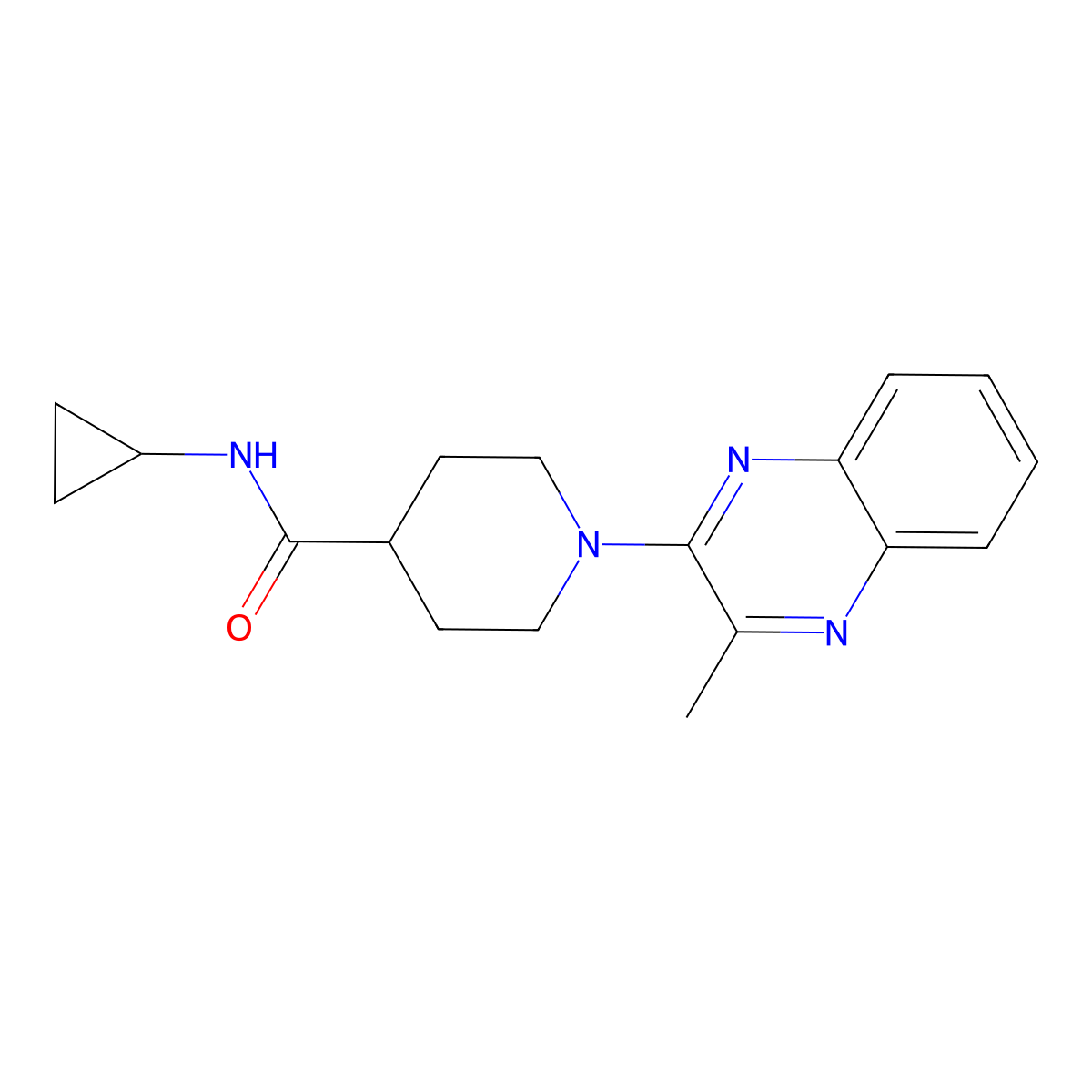 N-cyclopropyl-1-(3-methylquinoxalin-2-yl)piperidine-4-carboxamide molecular structure, CAS 2373315-42-3