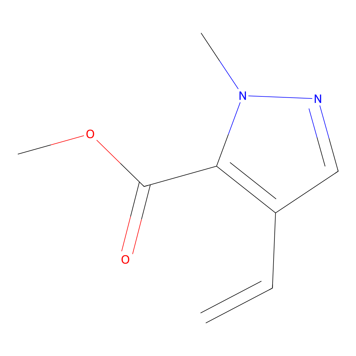 Methyl 1-methyl-4-vinyl-1H-pyrazole-5-carboxylate molecular structure, CAS 2373389-03-6