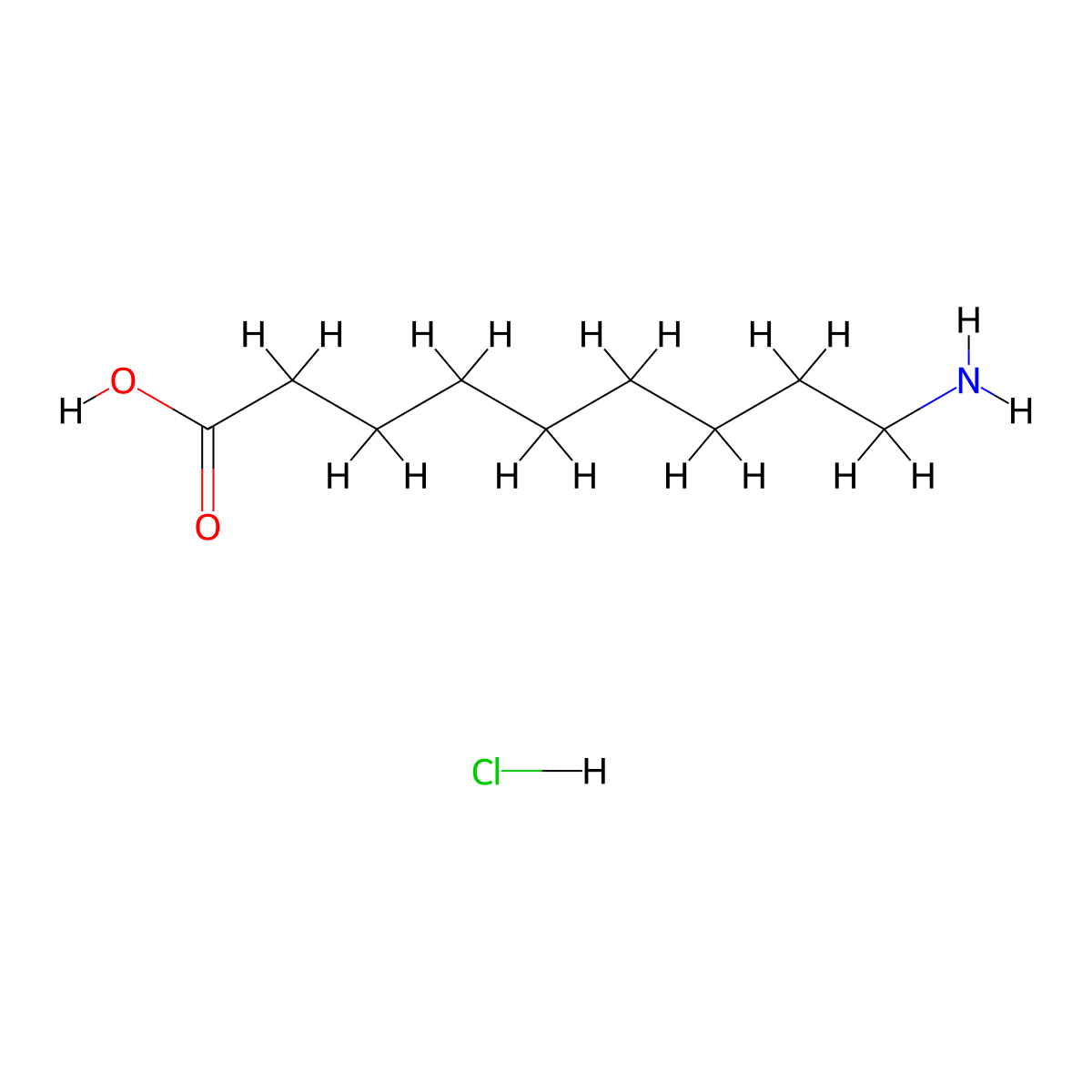 9-Aminononanoic acid--hydrogen chloride (1/1) molecular structure, CAS 23734-86-3