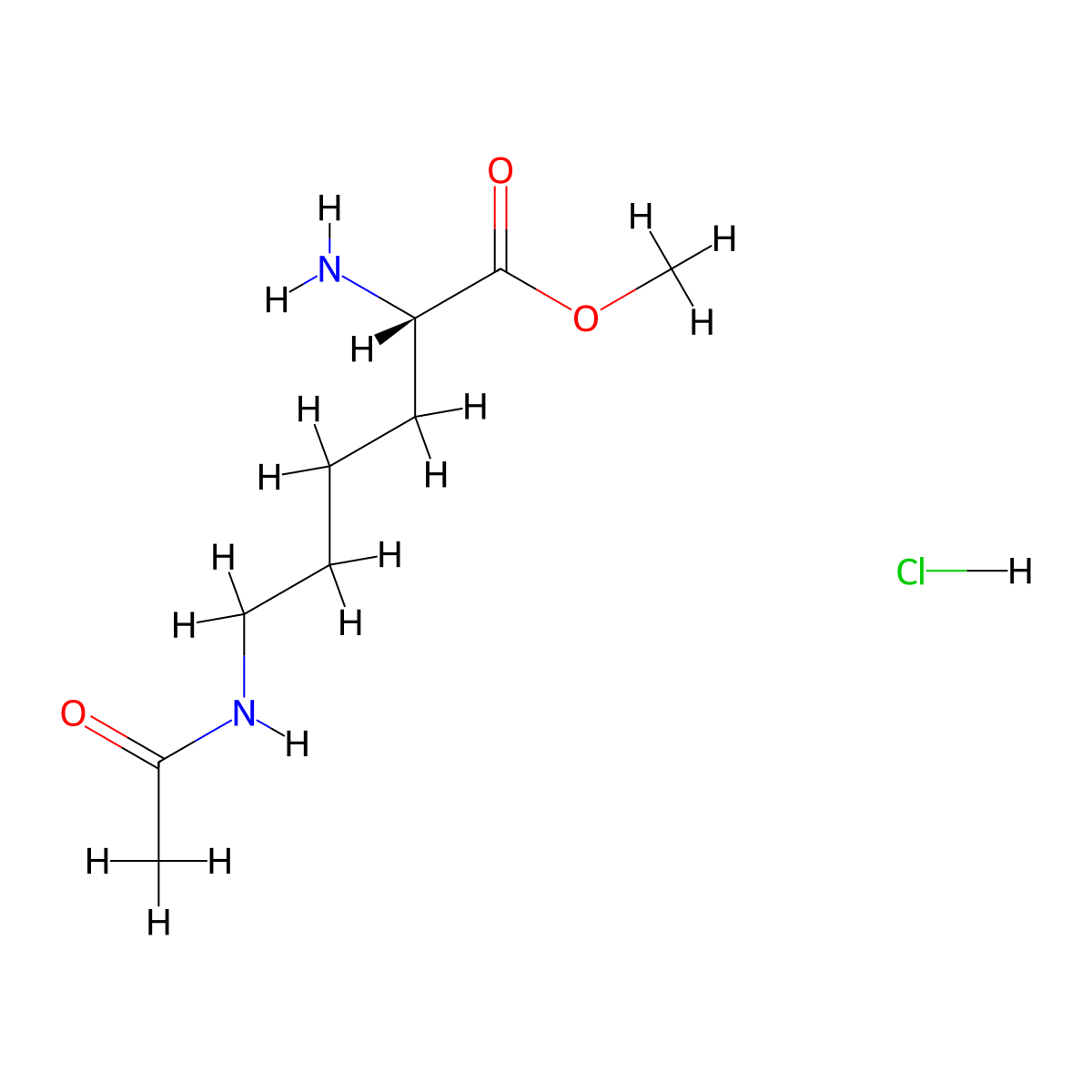 (S)-methyl 6-acetamido-2-aminohexanoate hydrochloride molecular structure, CAS 23735-91-3