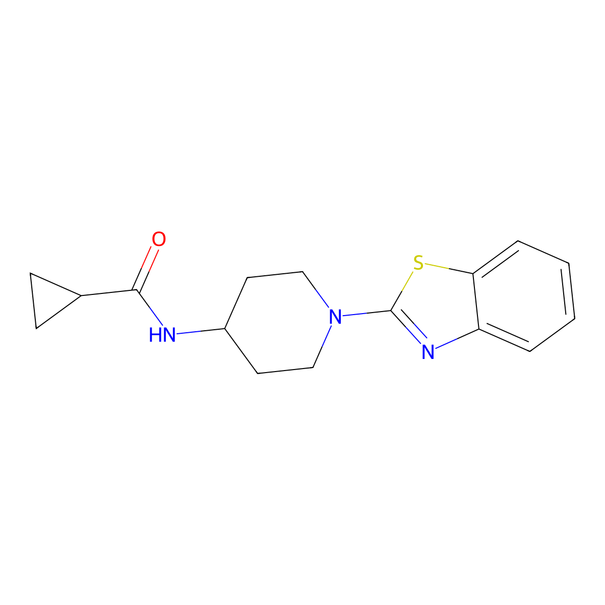 N-[1-(1,3-benzothiazol-2-yl)piperidin-4-yl]cyclopropanecarboxamide molecular structure, CAS 2373534-81-5