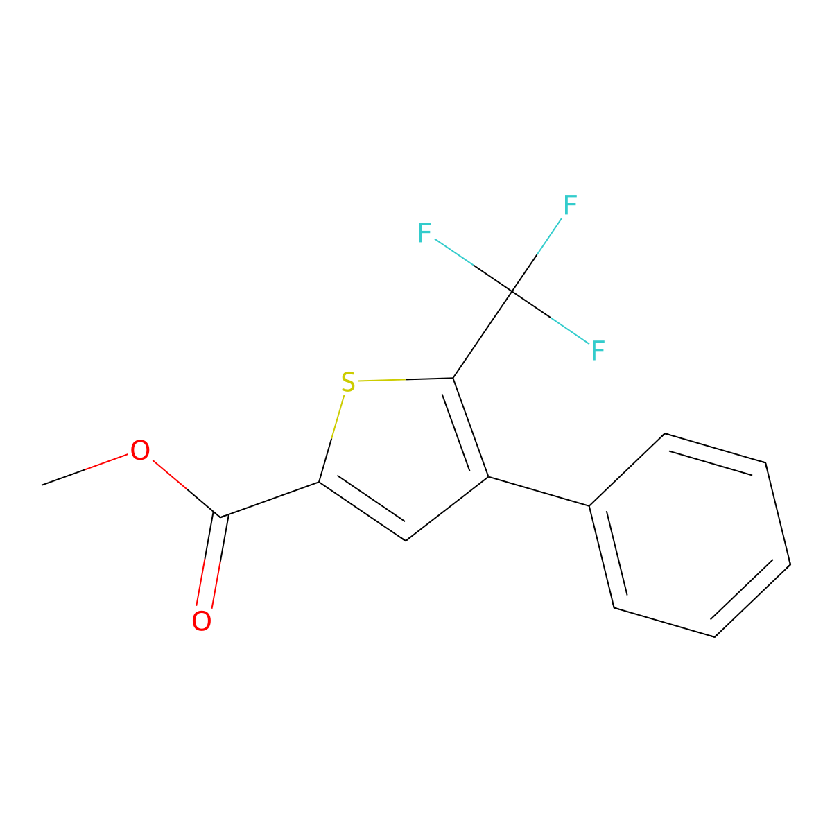 Methyl 4-phenyl-5-(trifluoromethyl)thiophene-2-carboxylate molecular structure, CAS 237385-98-7