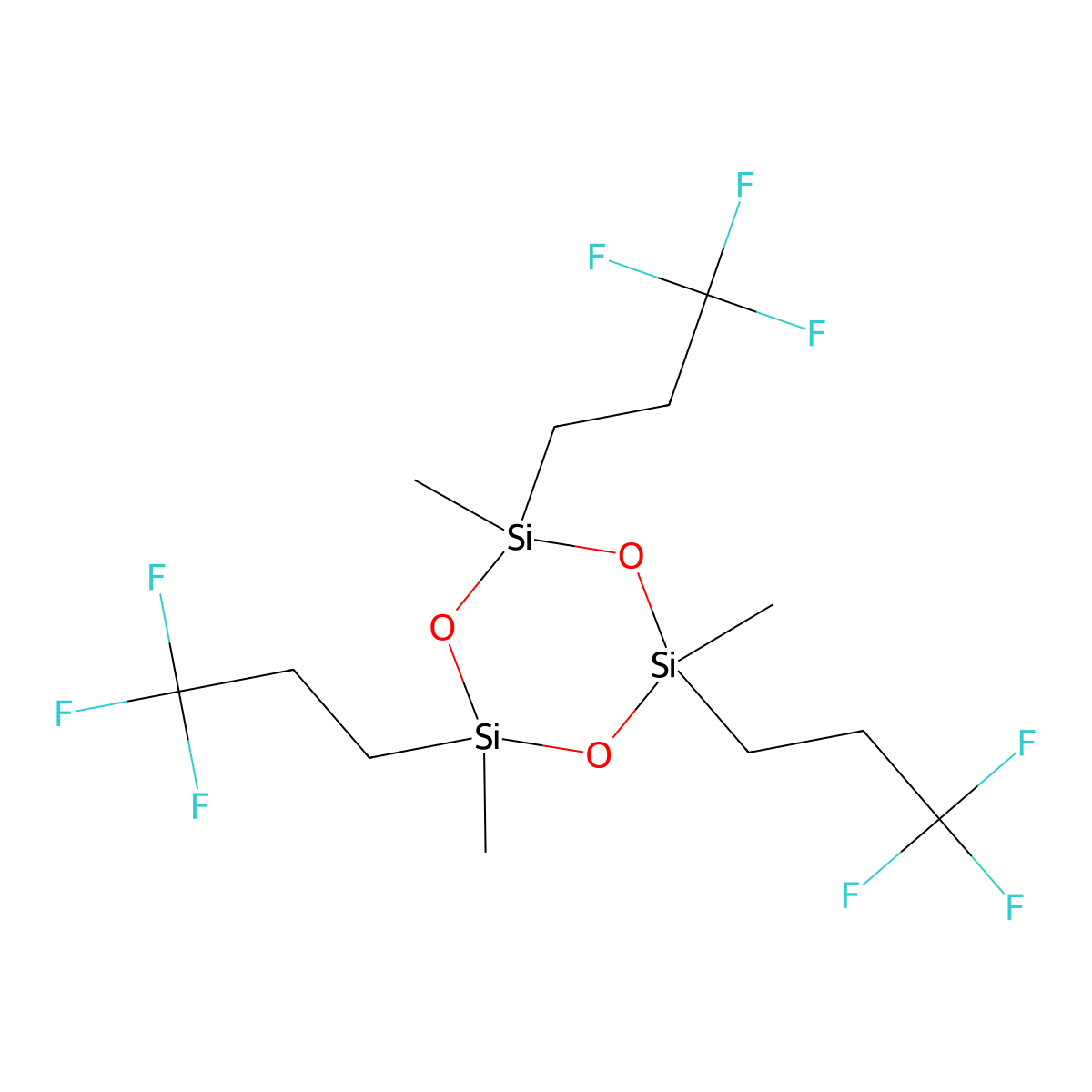 2,4,6-Trimethyl-2,4,6-tris(3,3,3-trifluoropropyl)cyclotrisiloxane molecular structure, CAS 2374-14-3