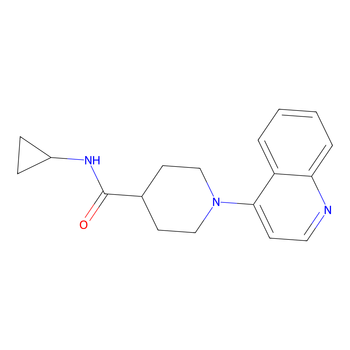 N-cyclopropyl-1-(quinolin-4-yl)piperidine-4-carboxamide molecular structure, CAS 2374074-70-9